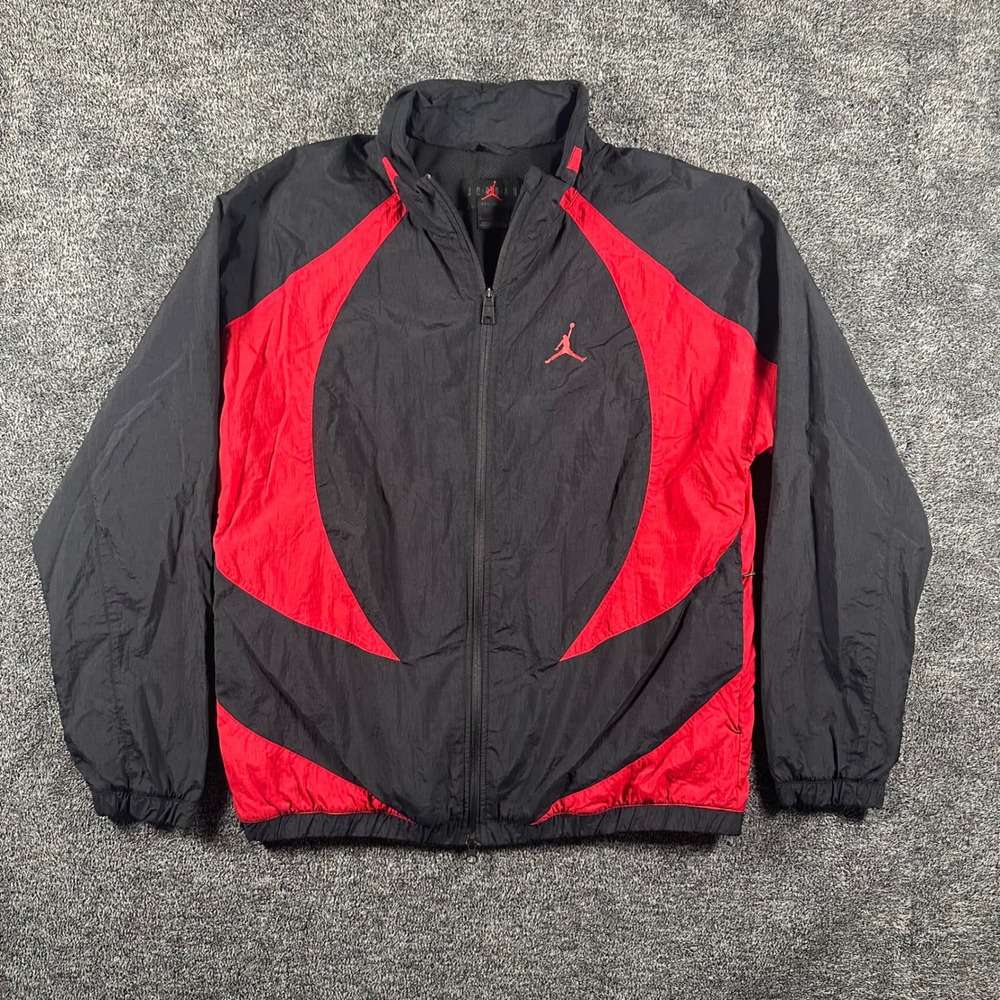Jordan Jumpman Windbreaker Mens Large Black Red Colorblock Full Zip Track Jacket